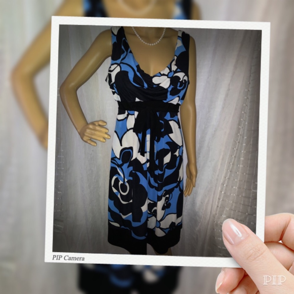 👗EUC B. Smart Black/Blue/White Dress Sz 10